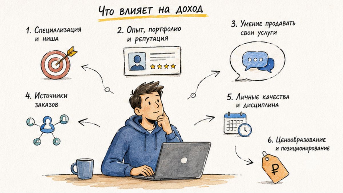 Сколько зарабатывает фрилансер в 2026 году: реальные цифры и что на них влияет